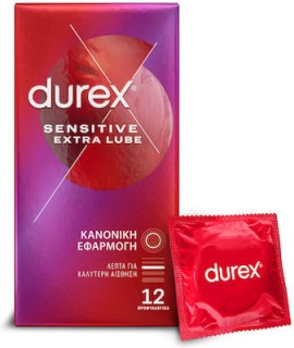 Durex Sensitive Extra Lube Λεπτά Προφυλακτικά, 12τεμ