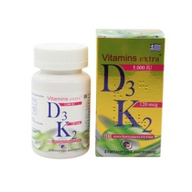 Medichrom Vitamins Extra D3 5000 IU + K2 120 mcg Συμπλήρωμα για την Υγεία των Οστών 60 δισκία διασπειρόμενα στο στόμα