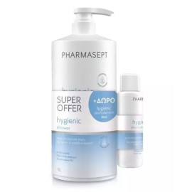 Pharmasept Promo Hygienic Shower Αφρόλουτρο για Σώμα, Πρόσωπο & Ευαίσθητη Περιοχή, 1lt & Δώρο Hygienic Ultra Hydra Lotion Ενυδατικό Γαλάκτωμα Σώματος, 80ml, 1σετ